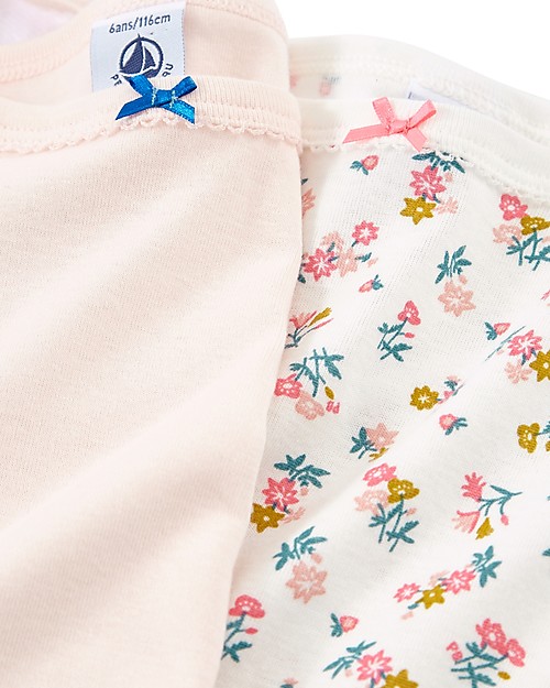 Petit Bateau Canotta Bimba, Pacco da 2, Fiori/Rosa - 100% Cotone Canottiere