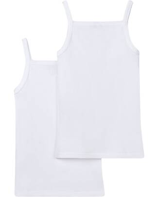 Petit Bateau Canotta con Spalline - Pacco da 2 - Bianco - 100% Cotone Bio Canottiere