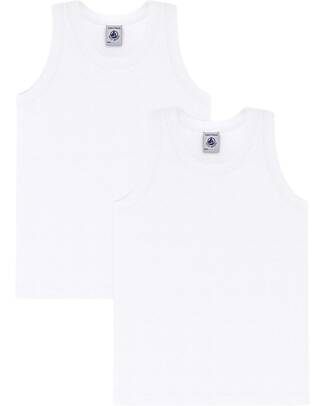 Petit Bateau Canotta - Pacco da 2 - Bianco - 100% Cotone Canottiere