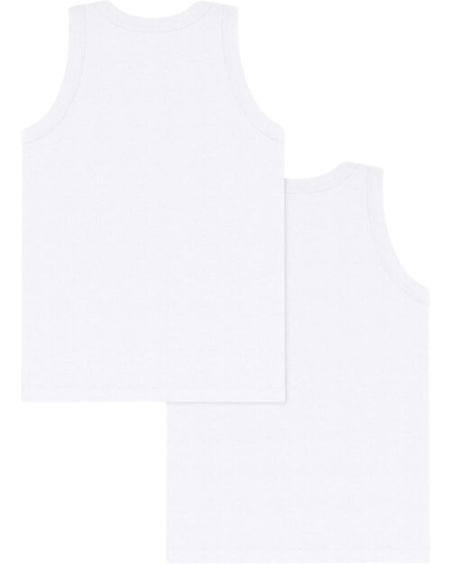 Petit Bateau Canotta - Pacco da 2 - Bianco - 100% Cotone Canottiere
