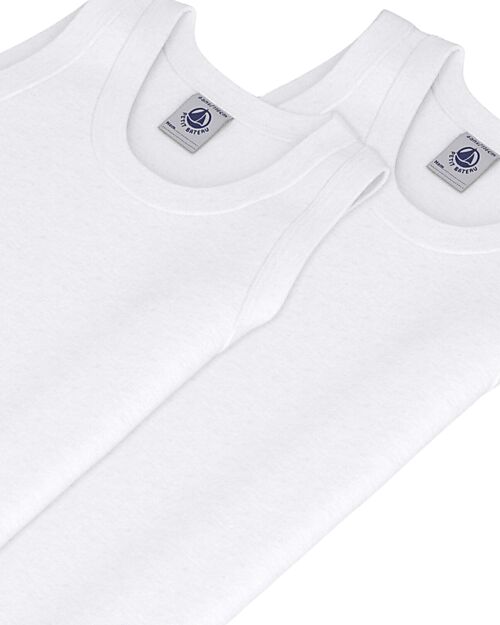 Petit Bateau Canotta - Pacco da 2 - Bianco - 100% Cotone Canottiere