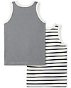 Petit Bateau Canotta - Pacco da 2 - Righe Bianco e Nero - 100% Cotone Canottiere