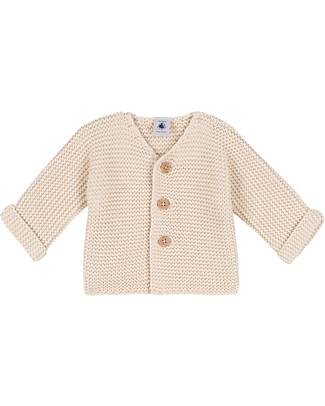 Petit Bateau Cardigan Lavorato a Maglia - Beige - 100% Cotone Organico Cardigan