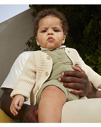 Petit Bateau Cardigan Lavorato a Maglia - Beige - 100% Cotone Organico Cardigan