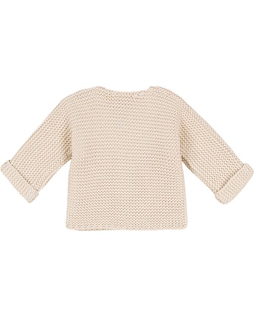 Petit Bateau Cardigan Lavorato a Maglia - Beige - 100% Cotone Organico Cardigan