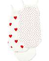 Petit Bateau Confezione da 3 Body con Spalline - Bianco/Cuori - 100% Cotone Organico Body Manica Corta