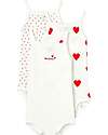 Petit Bateau Confezione da 3 Body con Spalline - Bianco/Cuori - 100% Cotone Organico Body Manica Corta