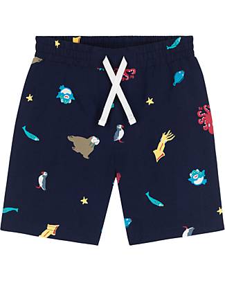 Petit Bateau Costume da Bagno - Fantasia Animali Marini - Blu Scuro - Materiale Riciclato Boxer Mare