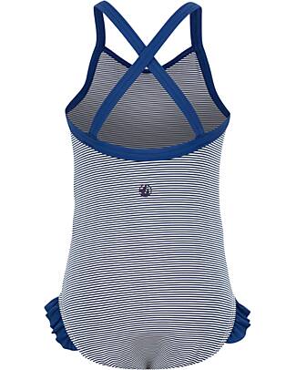 Petit Bateau Costume Intero - Bianco/Blu - Righe - con Volant Costumi Interi