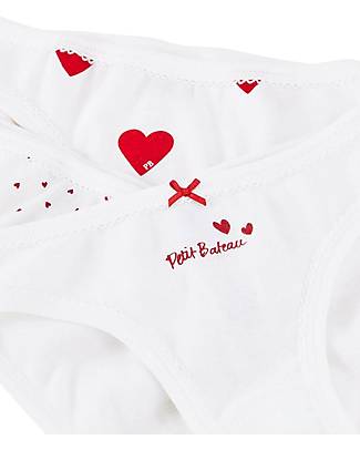 Petit Bateau Culotte Bimba, Pacco da 3, Cuori - 100% Cotone Oeko-Tex Slip