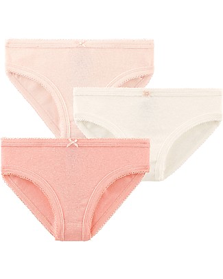 Petit Bateau Culotte Bimba, Pacco da 3, Rosa - Cotone e Lino Slip