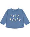 Petit Bateau Felpa a Maniche Lunghe - Azzurro - Logo - 100% Cotone Felpe
