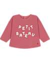 Petit Bateau Felpa a Maniche Lunghe - Rosewood - Logo - 100% Cotone Felpe