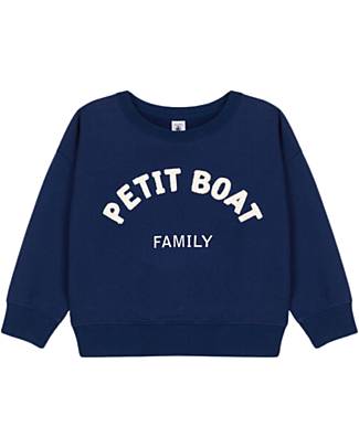 Petit Bateau Felpa in Pile a Manica Lunga Petit Boat - Blu - 100% Cotone Organico Felpe