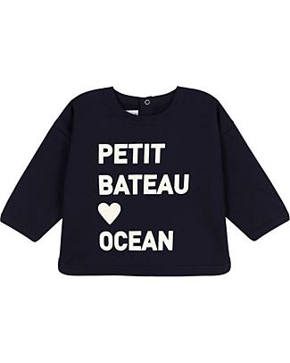 Petit Bateau Felpa in Pile - Oceano - Cotone Organico Felpe