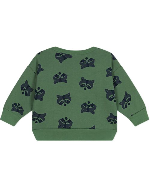 Petit Bateau Felpa Maniche Lunghe - Verde - Procione - 100% Cotone Felpe