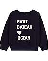Petit Bateau Felpa - Petit Bateau Ocean - Blu Scuro - Cotone Organico Felpe