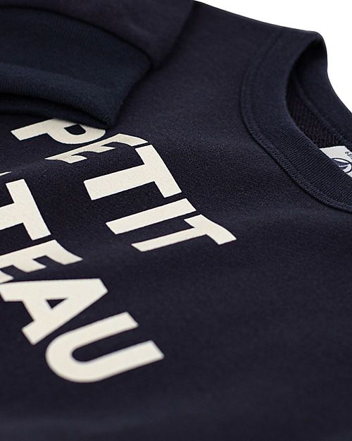 Petit Bateau Felpa - Petit Bateau Ocean - Blu Scuro - Cotone Organico Felpe