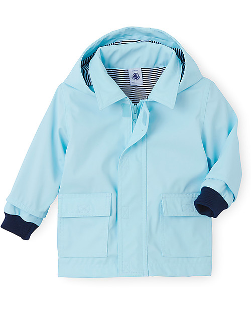 Petit Bateau Giacca a Vento Cerata - Azzurro - con Cappuccio Cappotti