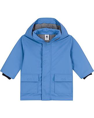 Petit Bateau Giacca a Vento Cerata Edna - Blu - con Cappuccio Impermeabili