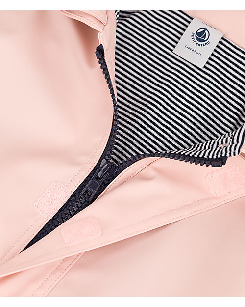 Petit Bateau Giacca a Vento Cerata - Rosa - con Cappuccio Impermeabili