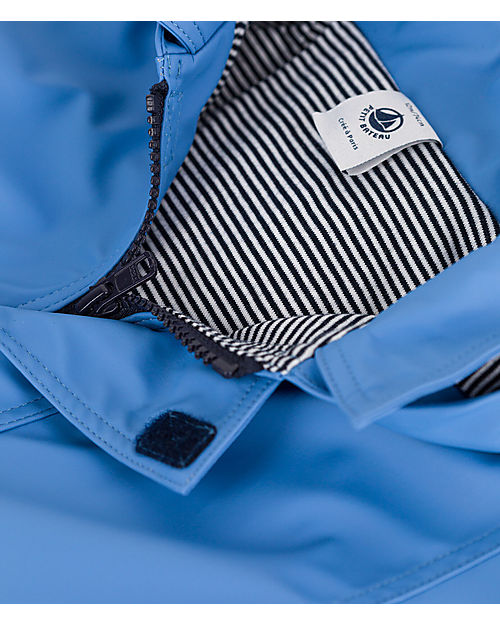 Petit Bateau Giacca Cerata Impermeabile Edna - Blu - con Cappuccio Impermeabili