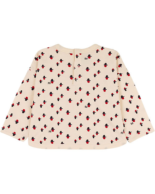 Petit Bateau Maglia Manica Lunga con Fantasia Geometrica - Bianco Avalanche/Multicolor - Tubique di Cotone Biologico - Ancora più soffici! Maglie Manica Lunga