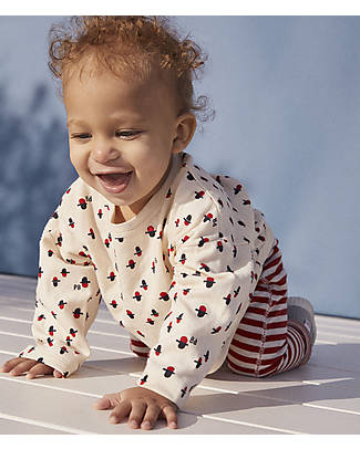 Petit Bateau Maglia Manica Lunga con Fantasia Geometrica - Bianco Avalanche/Multicolor - Tubique di Cotone Biologico - Ancora più soffici! Maglie Manica Lunga