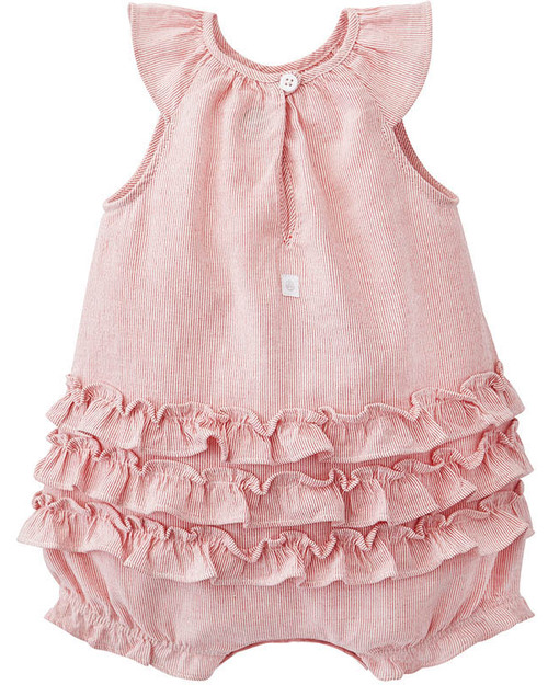 Petit Bateau Pagliaccetto Millerighe Bambina, Rosa - 100% Cotone Tutine Corte