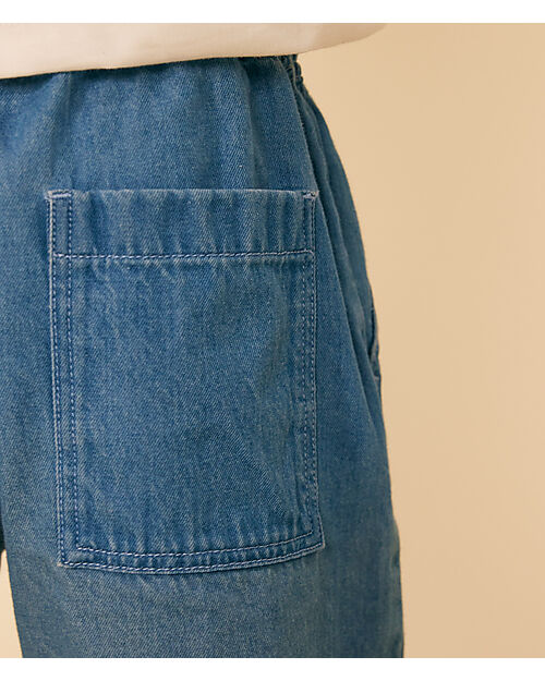 Petit Bateau Pantaloni Corti in Denim - Blu - Cotone Bio Pantaloni Corti