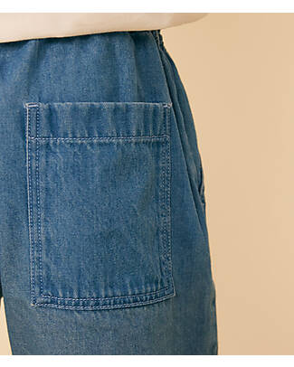 Petit Bateau Pantaloni Corti in Denim - Blu - Cotone Bio Pantaloni Corti