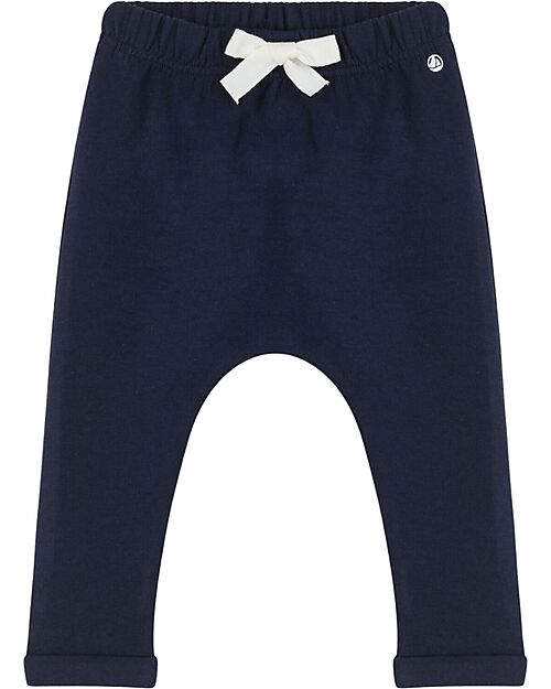 Petit Bateau Pantaloni da Tuta - con Coulisse - Blu - 100% Jersey di Cotone Pantaloni Lunghi