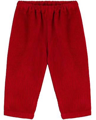 Petit Bateau Pantaloni Lunghi in Velluto a Coste - Rosso - 100% Cotone Pantaloni Lunghi