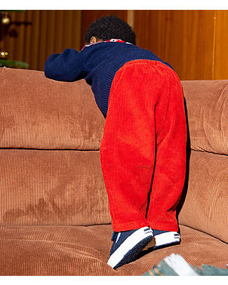 Petit Bateau Pantaloni Lunghi in Velluto a Coste - Rosso - 100% Cotone Pantaloni Lunghi