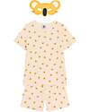 Petit Bateau Pigiama a Maniche Corte - 2 pezzi con Maschera - Bianco - Koala - 100% Cotone Bio Pigiami