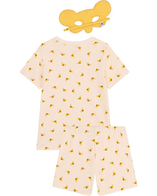 Petit Bateau Pigiama a Maniche Corte - 2 pezzi con Maschera - Bianco - Koala - 100% Cotone Bio Pigiami