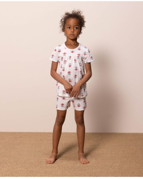 Petit Bateau Pigiama a Maniche Corte 2 Pezzi Fiori - Bianco - 100% Cotone Oeko-Tex Pigiami