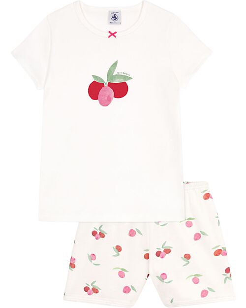 Petit Bateau Pigiama Frutti - Bianco e Rosso - 100% Cotone Pigiami