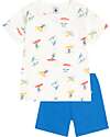 Petit Bateau Pigiama Surfisti - Bianco e Blu - 100% Cotone Pigiami