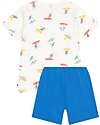 Petit Bateau Pigiama Surfisti - Bianco e Blu - 100% Cotone Pigiami