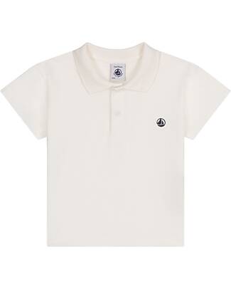 Petit Bateau Polo Bebè a Maniche Corte - Bianca - Cotone Bio T-shirt