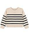 Petit Bateau Pullover a Righe Manica Lunga - Bianco Avalanche/Blu Smoking - Lana e Cotone Maglioni