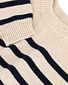 Petit Bateau Pullover a Righe Manica Lunga - Bianco Avalanche/Blu Smoking - Lana e Cotone Maglioni