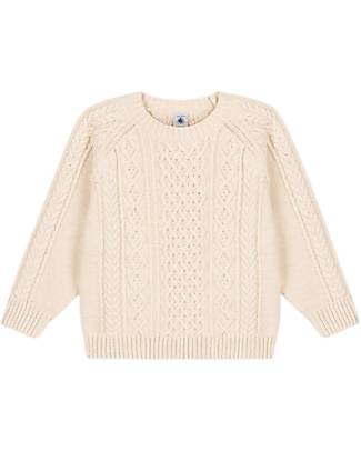 Petit Bateau Pullover Manica Lunga - Bianco Avalanche - Lana e Cotone Maglioni