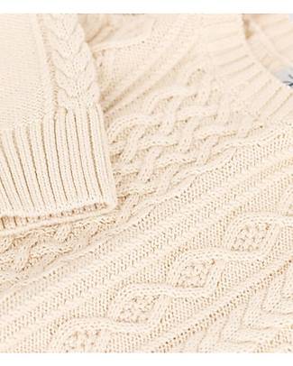 Petit Bateau Pullover Manica Lunga - Bianco Avalanche - Lana e Cotone Maglioni