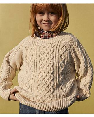 Petit Bateau Pullover Manica Lunga - Bianco Avalanche - Lana e Cotone Maglioni
