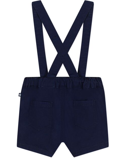 Petit Bateau Salopette Corta - Blu Scuro - Cotone Bio Salopette