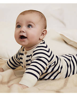 Petit Bateau Set 2 Pezzi Cardigan e Pantalone - Grigio - Lana e Cotone Completi e Set