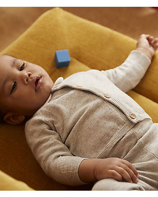 Petit Bateau Set 2 Pezzi Cardigan e Pantalone - Grigio - Lana e Cotone Completi e Set