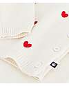 Petit Bateau Set 2 Pezzi Cardigan e Pantaloni - Bianco - Cuori - Lana e Cotone Cardigan